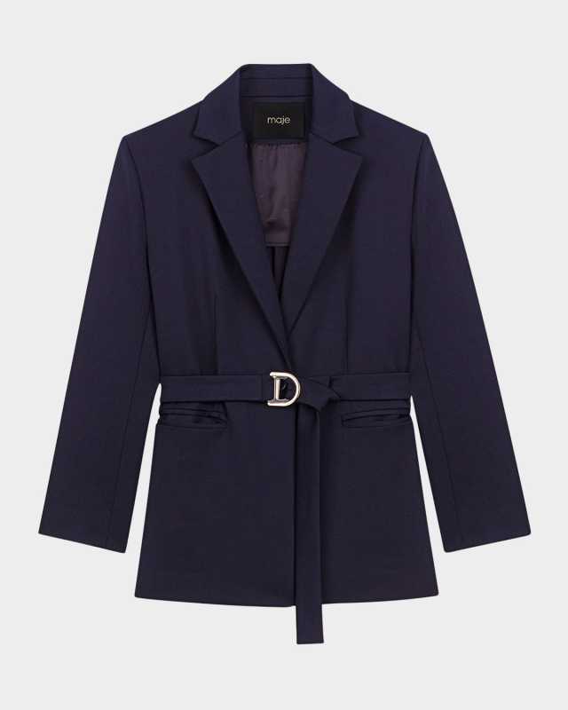 Villeplisse Belted Pleated Blazer